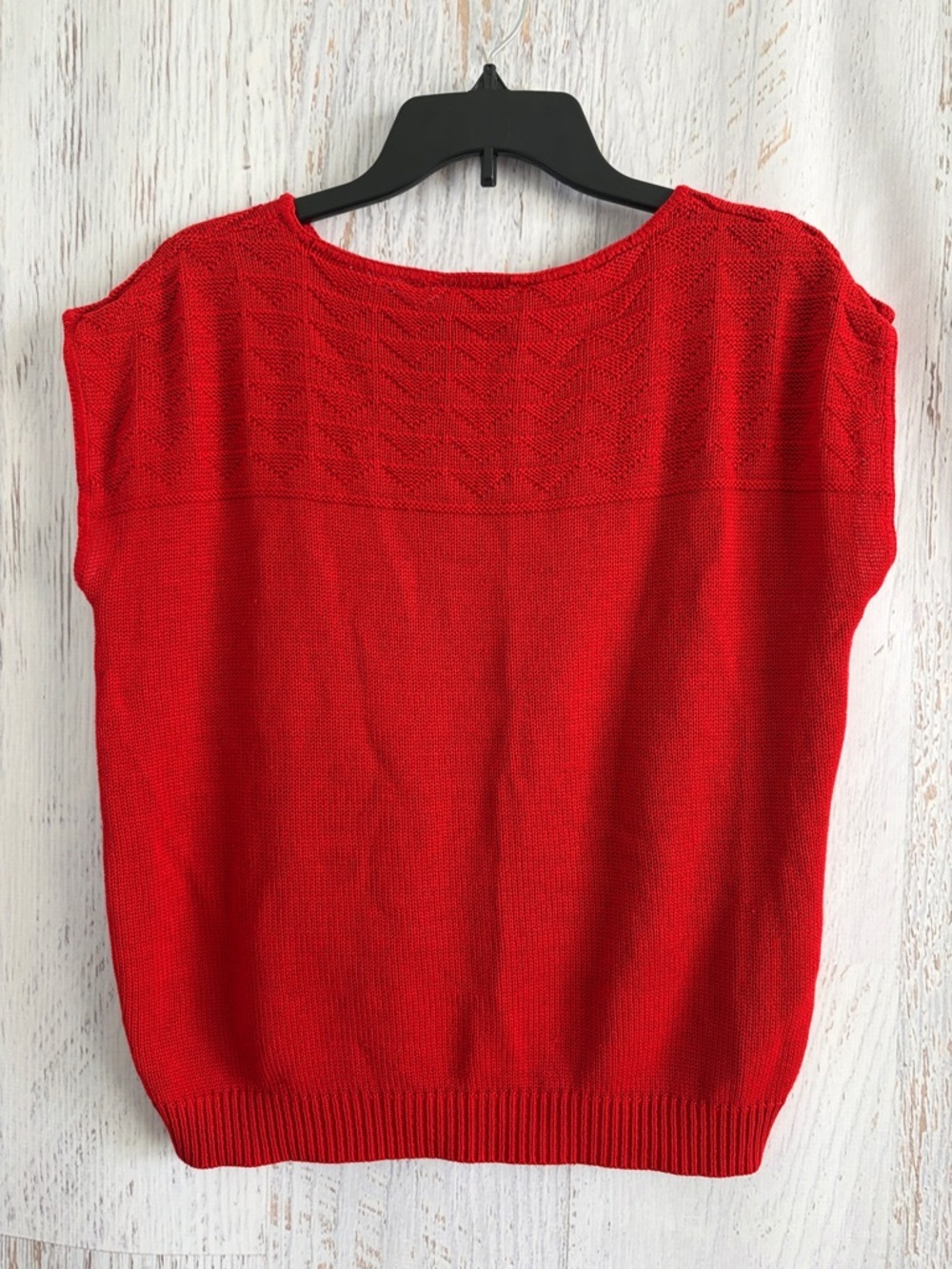 Sweaters USA Red Scoop-Neck Cap Sleeved Boxy Sailboat Lightweight Sweater - Picture 5 of 5